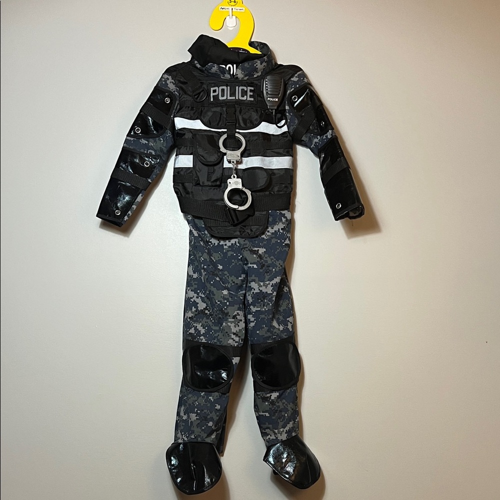 Kids Size 5/6 Police Officer Costume - Black and Gray